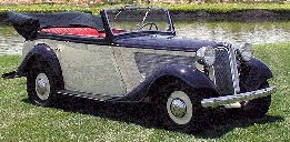 zo zag een B.M.W.-personenauto cabriolet eruit, waarin de Hogere S.S. und Polizeifhrer Hans Albin Rauter, zijn chauffeur en de Oberleutnant Exner zaten